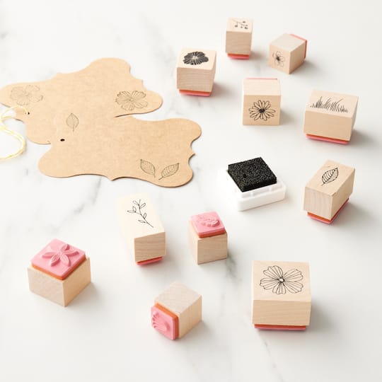 6 Pack: Floral Wood Stamp Jar Set by Recollections™